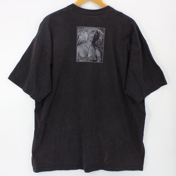 Vintage Pro Club Shirt Mens Black Short Sleeve Heavyweight 2PAC Keep Ya Head Up - Picture 7 of 9